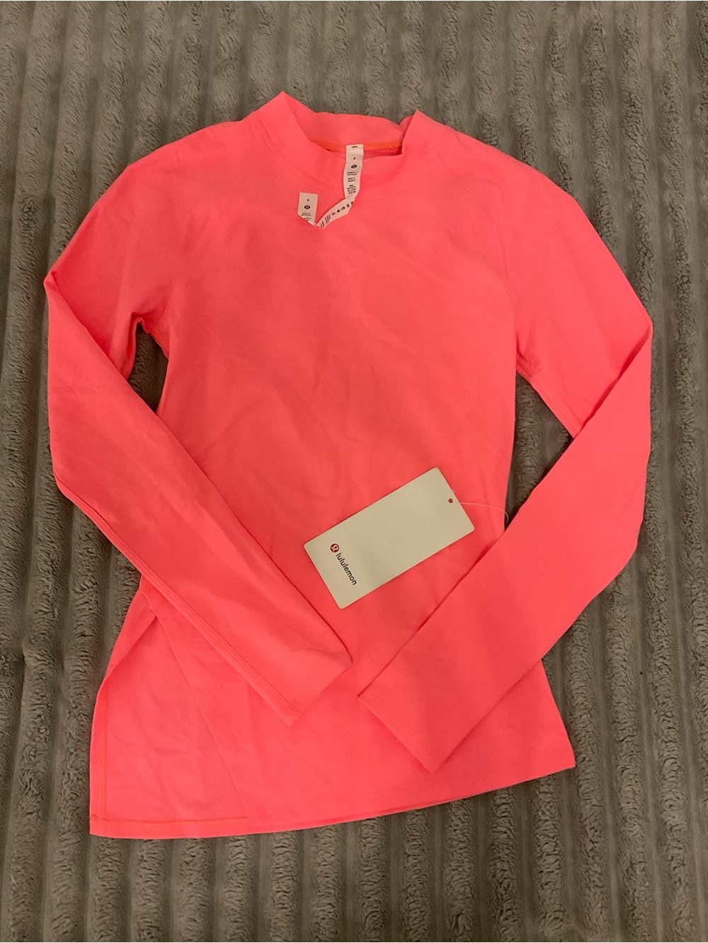 lululemon athletica Neon Coral Long Sleeve Crew Top